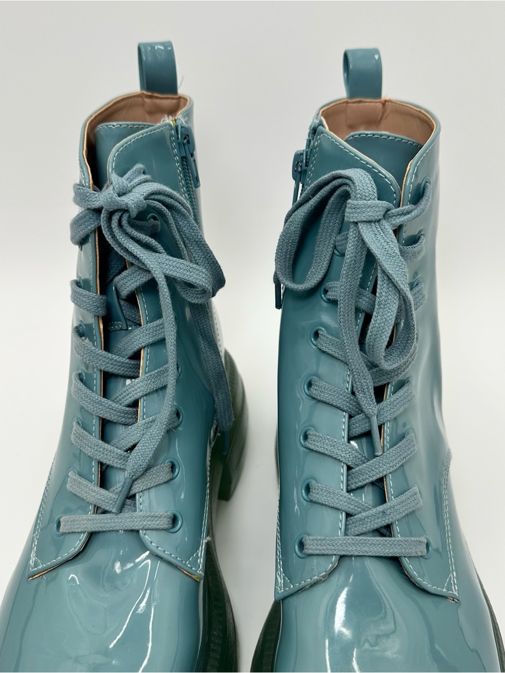 Katy Perry The Geli Arctic Blue Patent Lace-Up Combat Boots Women’s Sz 10 - Picture 4 of 9